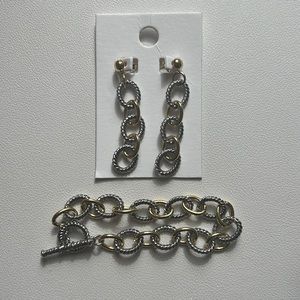 DY Inspired two- toned earrings and bracelet set